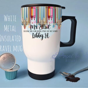 PERSONALISED teacher travel mug, teacher appreciation gift, teaching assistant gift, nursery teacher gift, thank you gift