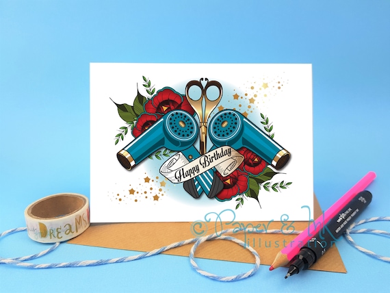 hairdresser card, hairdresser friend, birthday card, special card, hair stylist friend, special stylist card, card for stylist