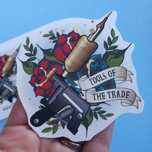 tattoo vinyl decal, tattoo machine sticker, tattoo themed sticker, tattoo artist, tattooist gift, tattoo presents