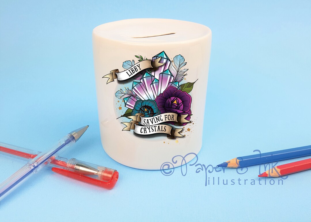 Saving for More Crystals Money Box for Friend Who Likes Crystals and ...