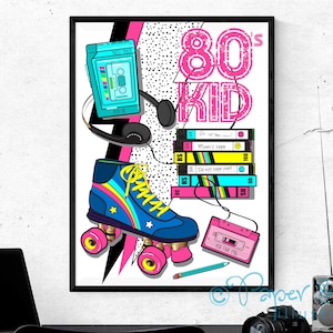 Impressão de arte infantil dos anos 80, presente retrô divertido dos anos 80, impressão de pôster, arte de parede, memorabilia dos anos 80, explosão do passado, presente de aniversário de 40 anos, presente dos anos 80