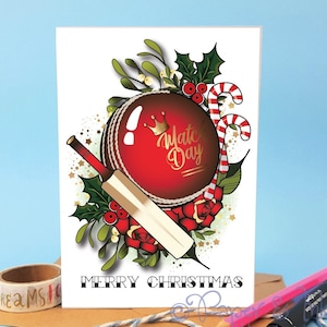 Tarjeta de Navidad de cricket personalizada, tarjeta de cricket unisex, tarjeta de Navidad de cricket, celebración de cricket, tarjeta del club de cricket, jugadora de cricket femenina