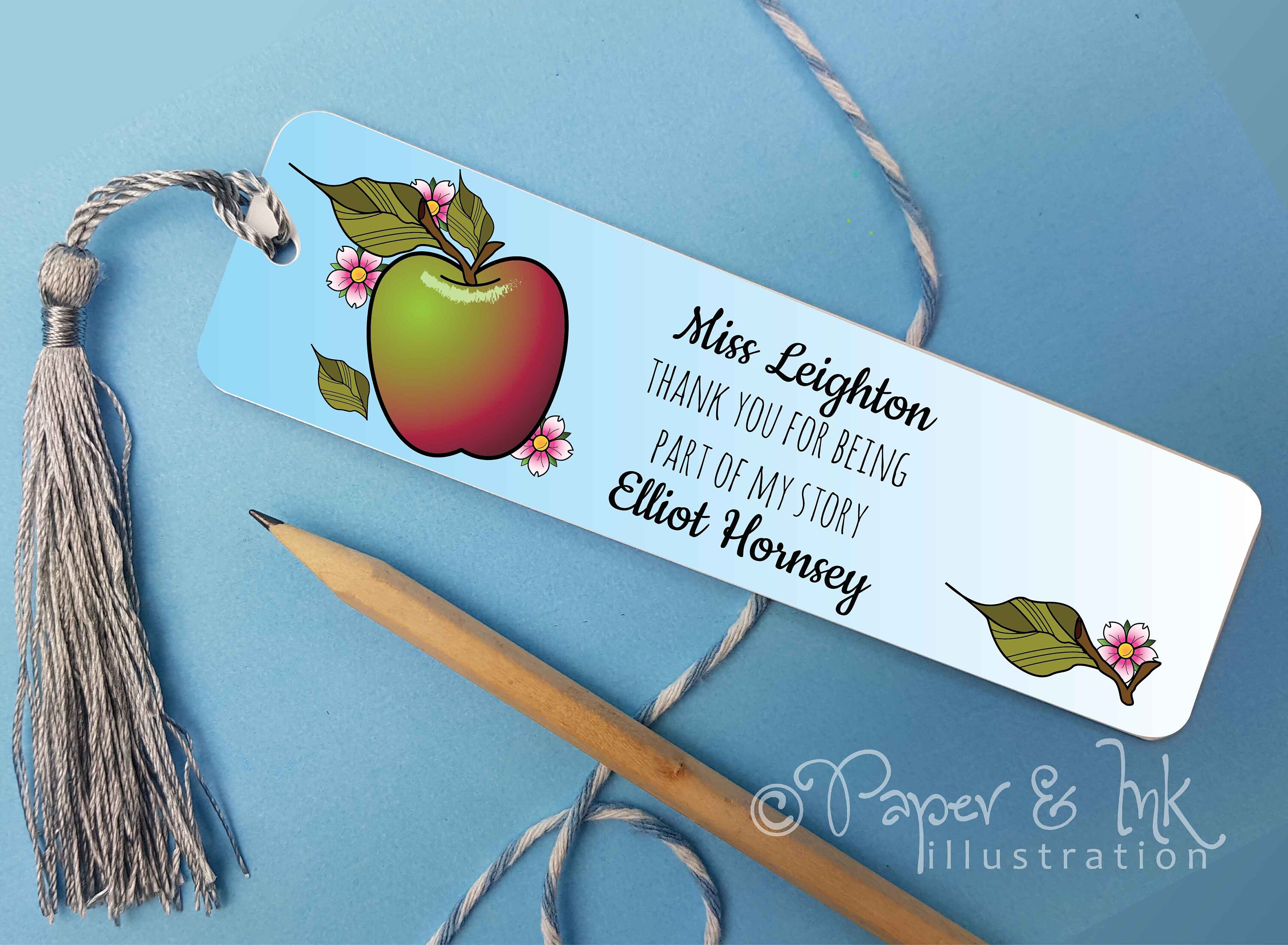 Personalised Apple For The Teacher Custom Bookmark End Of Term - Etsy  Singapore
