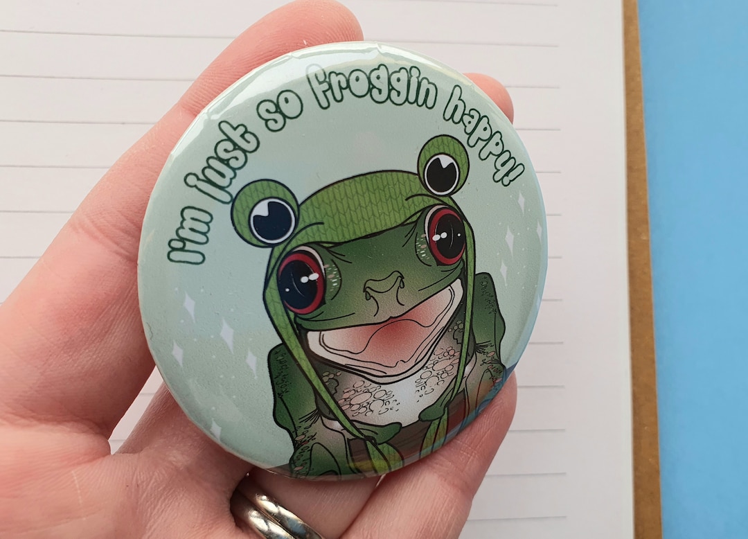 Frog Pun Gift Cute Frog Badge Frog Pin Large Frog Badge Froggo Gift frog-pun-gift-cute-frog-badge-frog-pin-large-frog-badge-froggo-gift