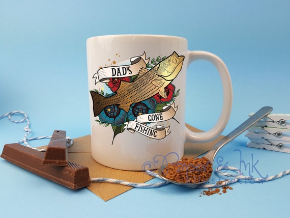 PERSONALIZED Funny Fishing Angler Custom Coffee Cup for Dad for