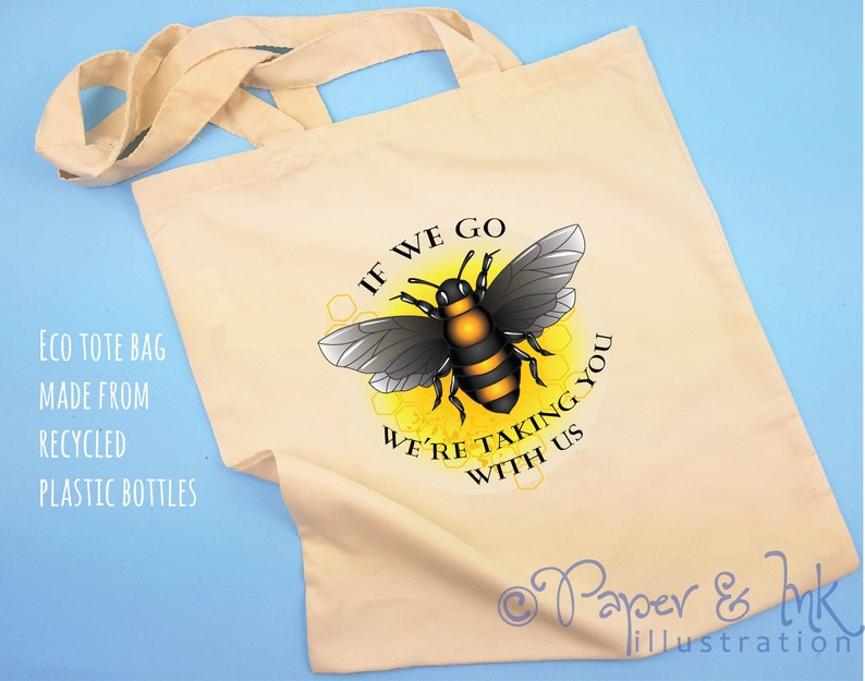 student gift bee gifts recycled bag save the bees activist gift honey bee environmental gift eco shopper book bag eco tote