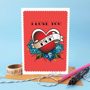 personalised mothers day card with love heart and roses for mum with tattoos or her birthday 2023 image 5