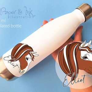 personalised horse gift water bottle with equestrian design riding present