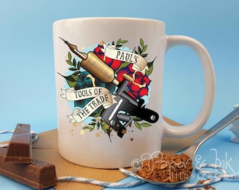 Personalized Tattoo Artist Mug, Tattoo Themed Gift, Custom Name