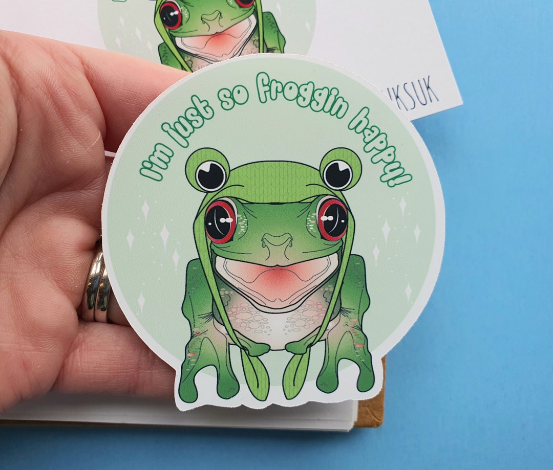 Cute Frog Sticker, Happy Thoughts Laptop Decal - Etsy