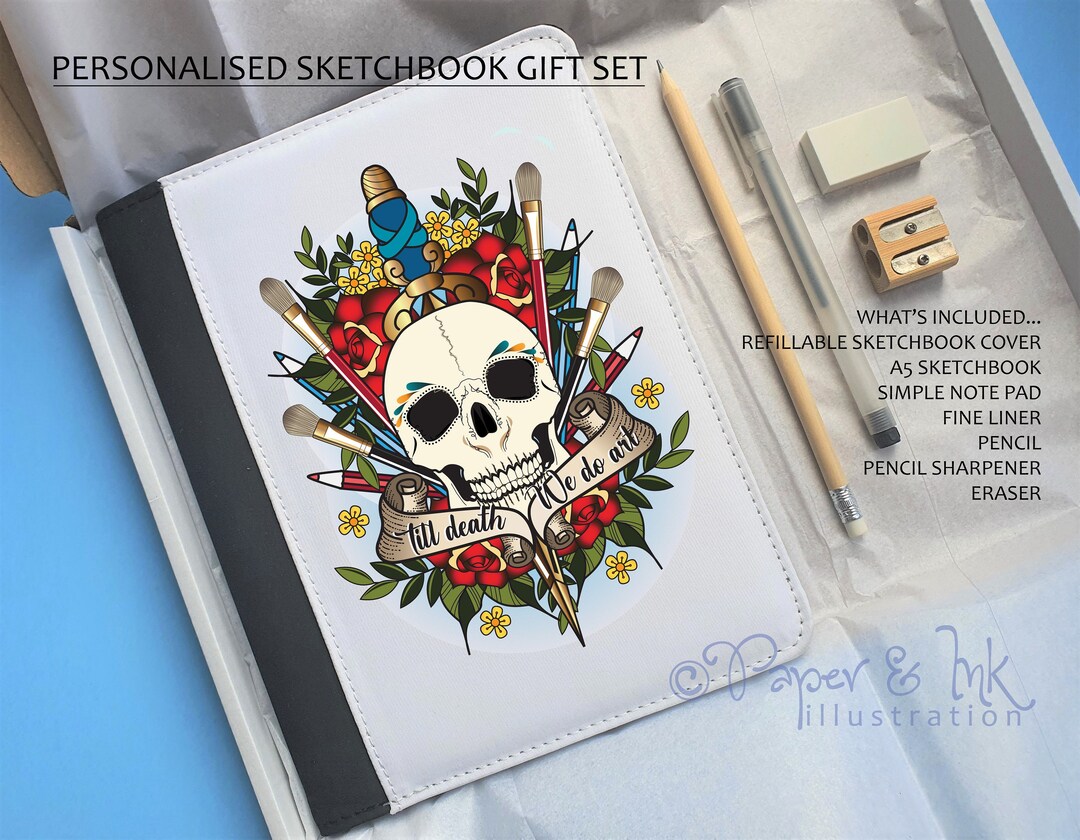 Art Student Gift Set, Personalised Art Gift, Personalised Sketchbook