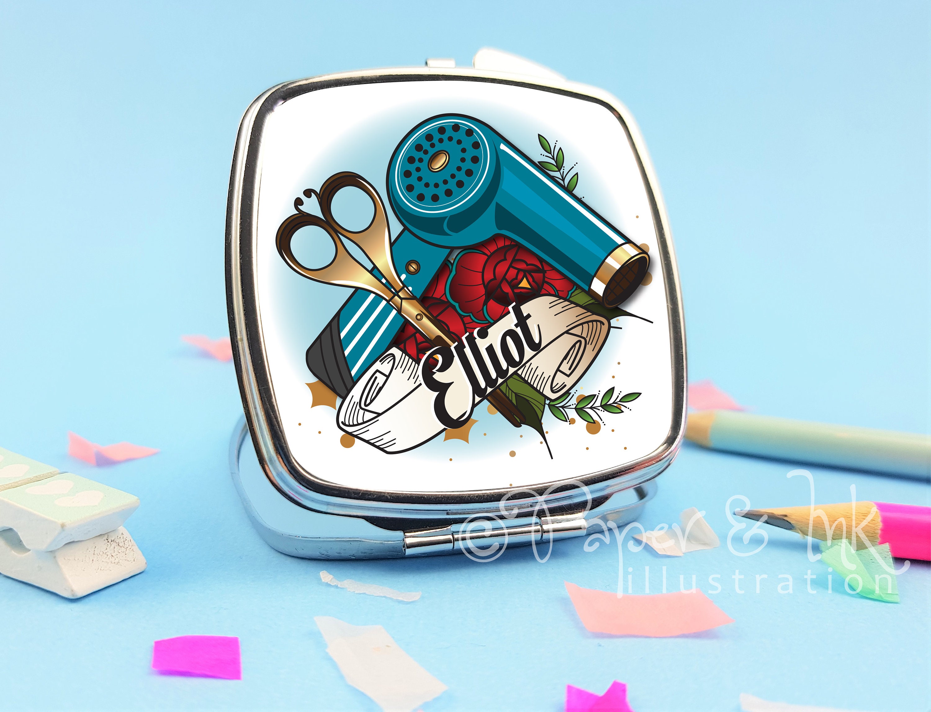 💖Buy 2 Free Shipping💖hairdresser gift, personalised gift, compact mirror, personalised mirror, pocket mirror, stylist gift, hairdresser present, gift for her