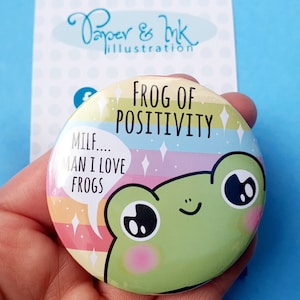 Rainbow frog badge positive happy mental health wellbeing small gift or stocking filler for friend&#39;s birthday or christmas