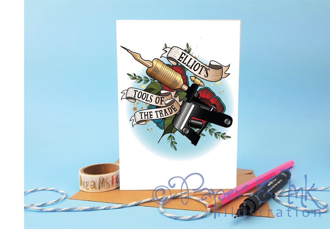 Personalised Card Tattoo Artist Birthday Card Tattoo Gun Etsy