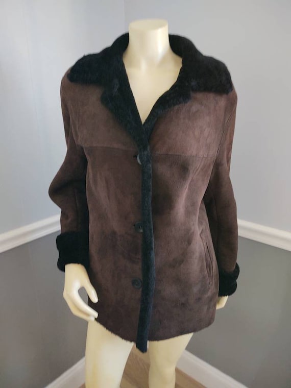 Shearling Coat / Sheepskin Leather Jacket Size Med