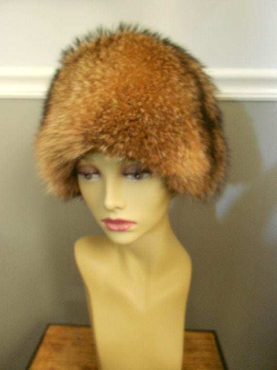 Vintage 1980s Genuine Raccoon Fur Hat