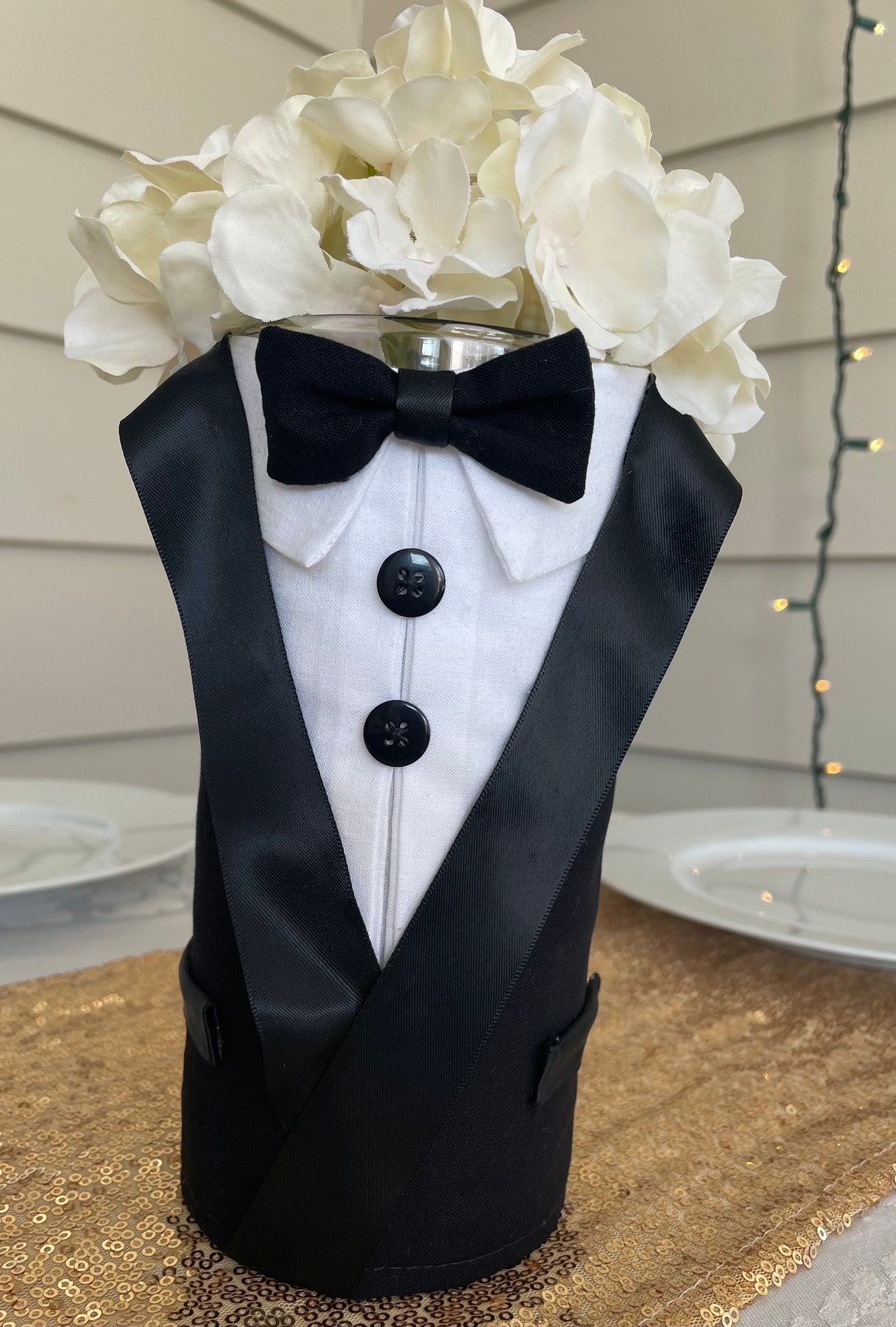 Tuxedo Mens Flower Vase Centerpiece Birthday Wedding Etsy
