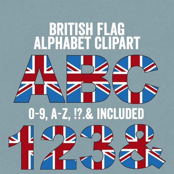 British Flag Alphabet Clipart, British Letters Clip art, ABC Britain party Clipart, Commercial Use, British themed alphabet letters clip art