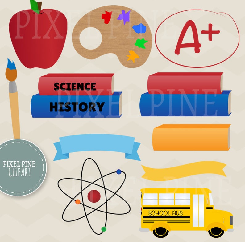 school bus clipart set school subjects clipart Back to School clipart COMMERCIAL and Personal use clipart maths clip art science pngs