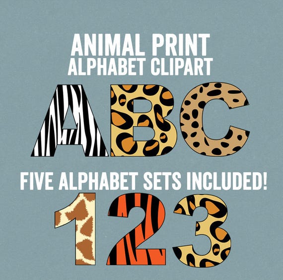 animal print alphabet clipart leopard print letters abc etsy