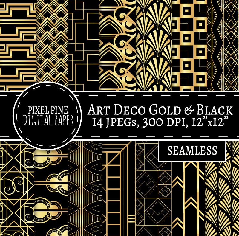 Art Deco Digital Paper 14 Jpgs Commercial Use Seamless Etsy UK