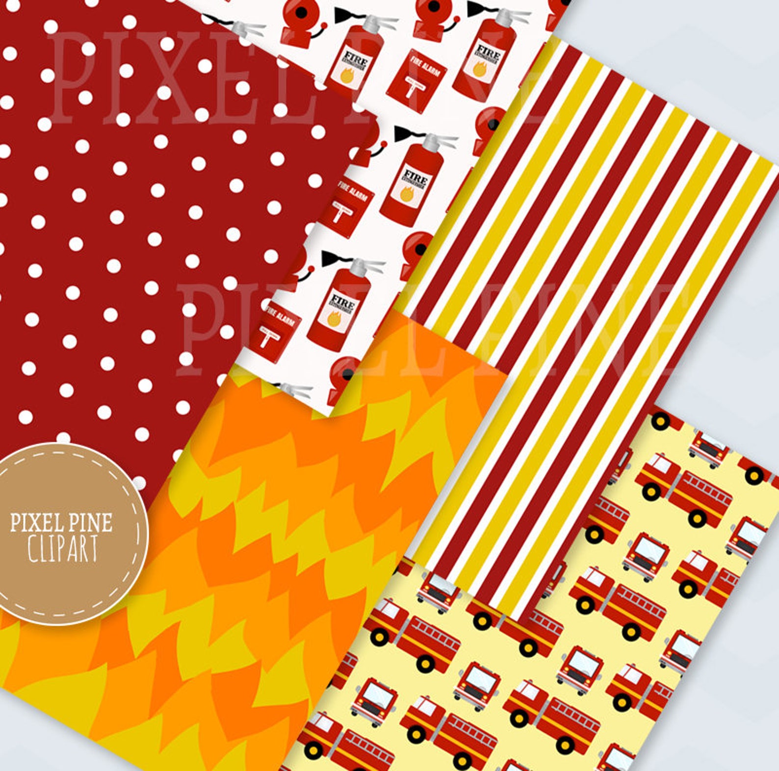 Firefighter Clipart Set 32 Pngs 5 Fire Fighter Digital Paper - Etsy