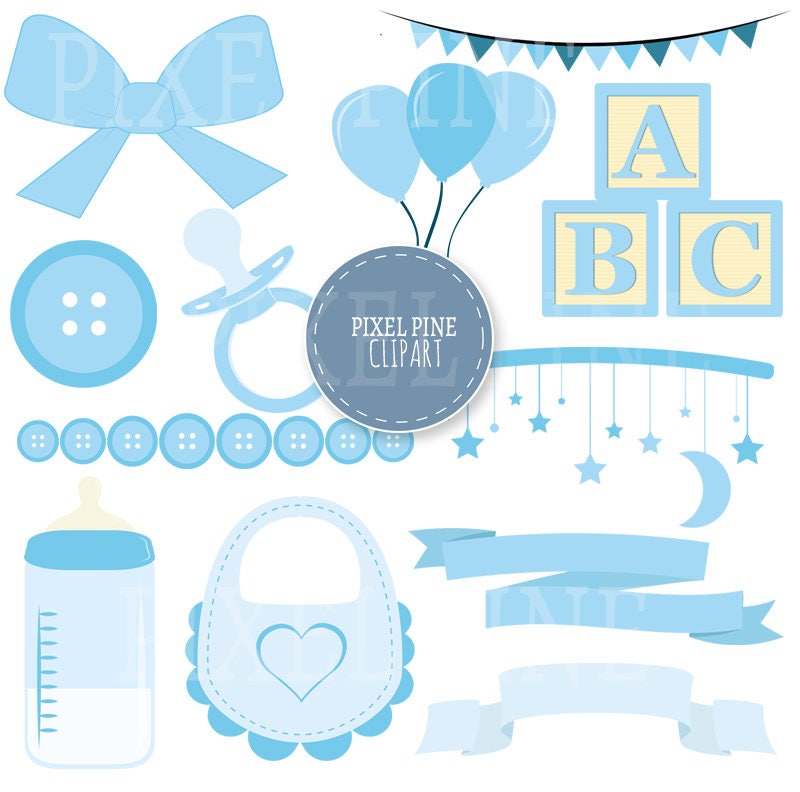 Baby Boy Clipart Set 31 PNGs 5 Baby Boy Digital Paper JPGs | Etsy