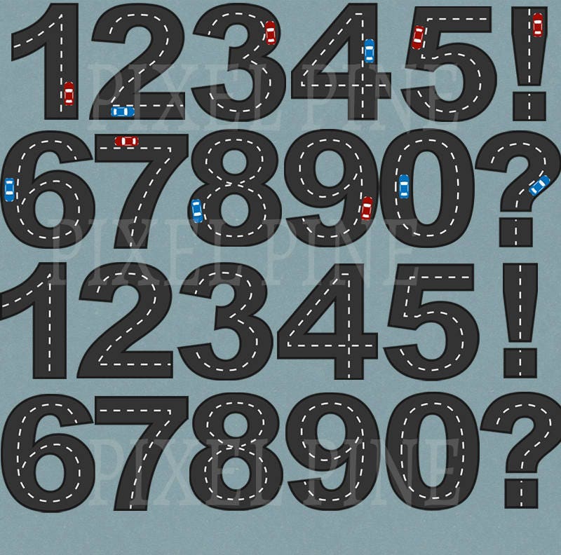 Road Alphabet Clipart Road way Letters Racing car Clipart | Etsy