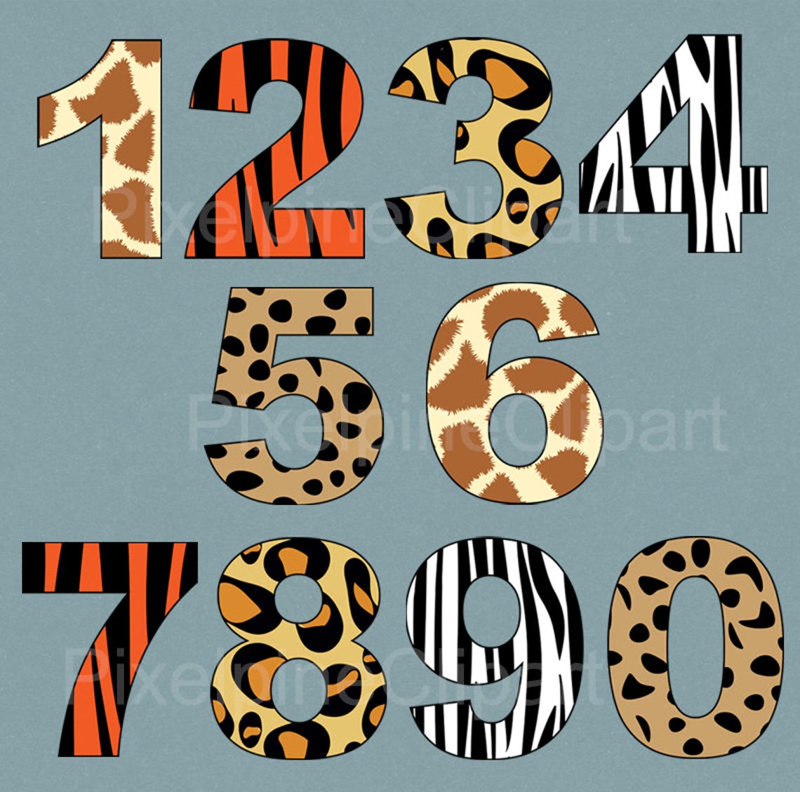Animal Print Alphabet Clipart, Leopard Print Letters, ABC Zebra Print ...
