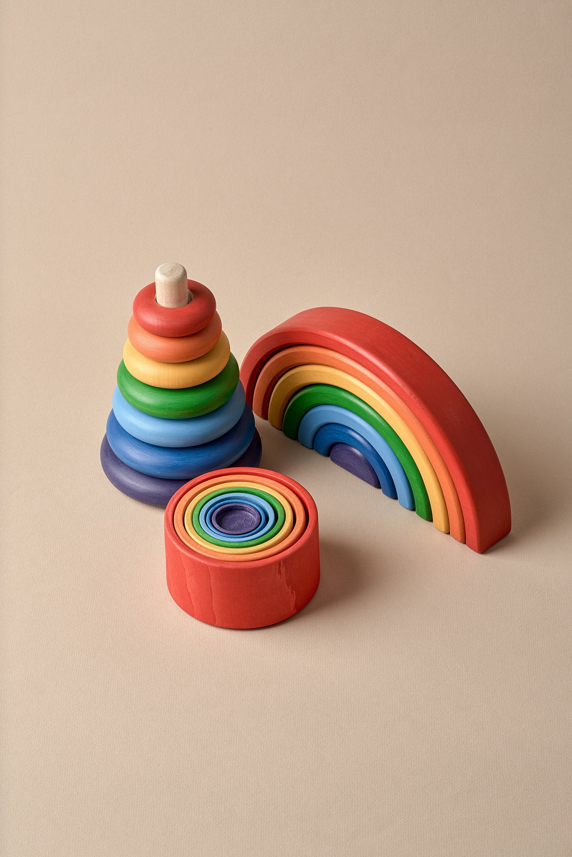 Montessori stacker Rainbow stacking toy Montessori materials Etsy