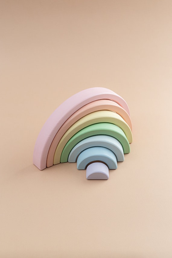 Wooden Rainbow Stacker Pastel Rainbow 