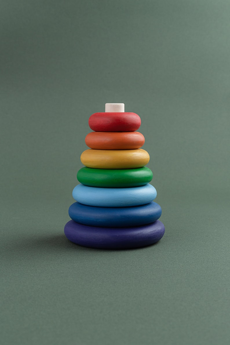 Ring stacker toy pyramid wooden stacking toy Montessori Etsy