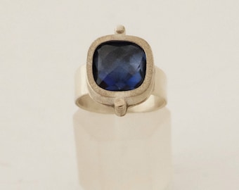 Blue Stone Ring, Brutalist Jewelry