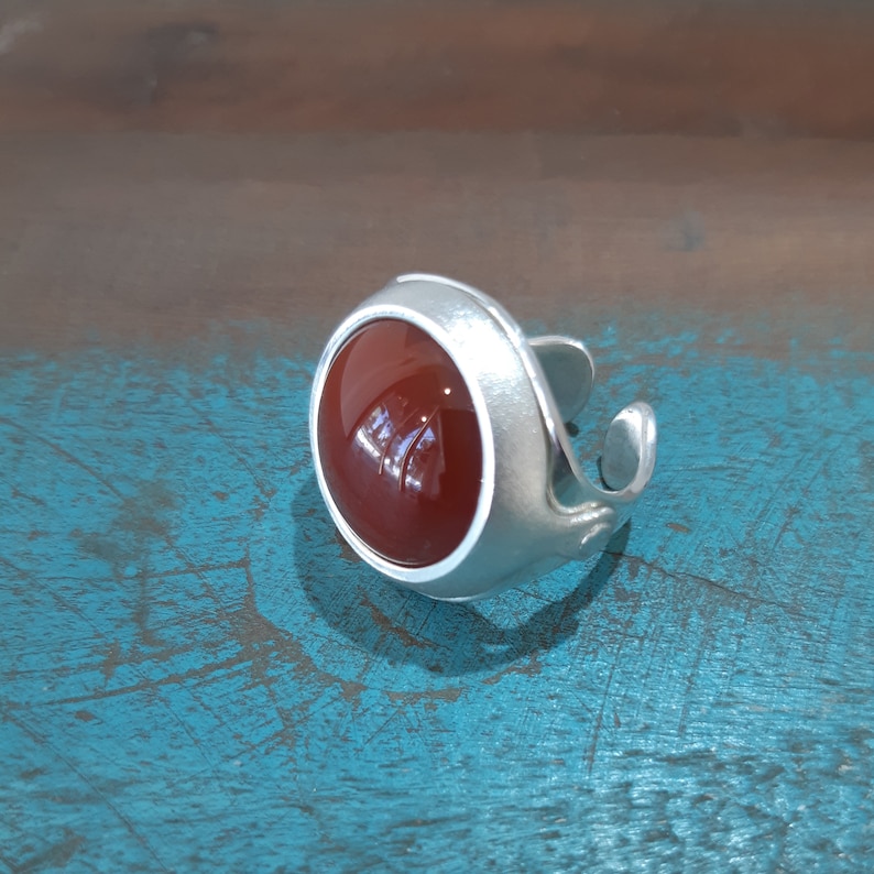Carnelian Gemstone Ring Handcrafted Sterling Silver Ring