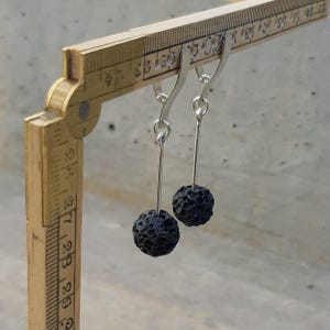 Handcrafted Lava Stone Sterling Silver Dangle Earrings