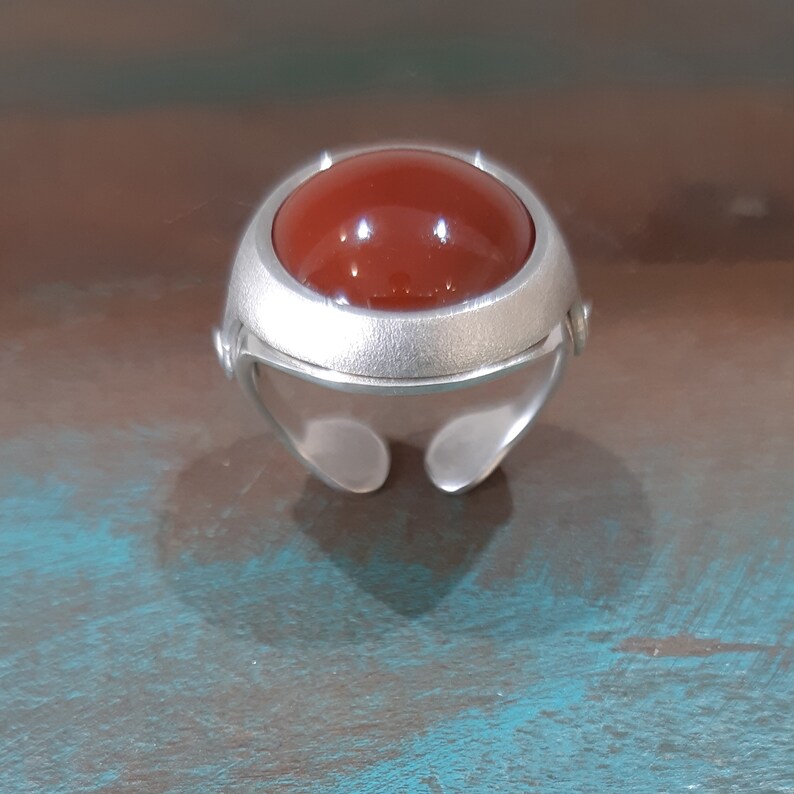 Carnelian Gemstone Ring Handcrafted Sterling Silver Ring