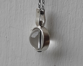 Rock Crystal Quartz Orb Necklace: Minimalist Sterling Silver Pendant
