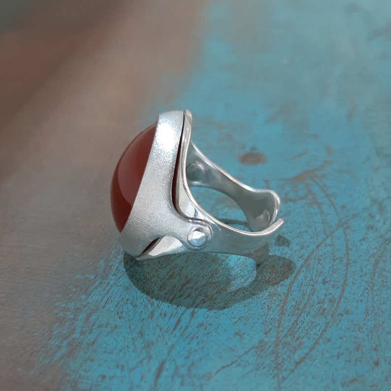 Carnelian Gemstone Ring Handcrafted Sterling Silver Ring