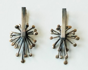Handmade Kinetic Oxidized Sterling Silver Earrings