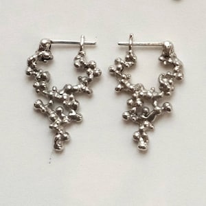 Misted Glass Earrings, Silver Grain Earrings