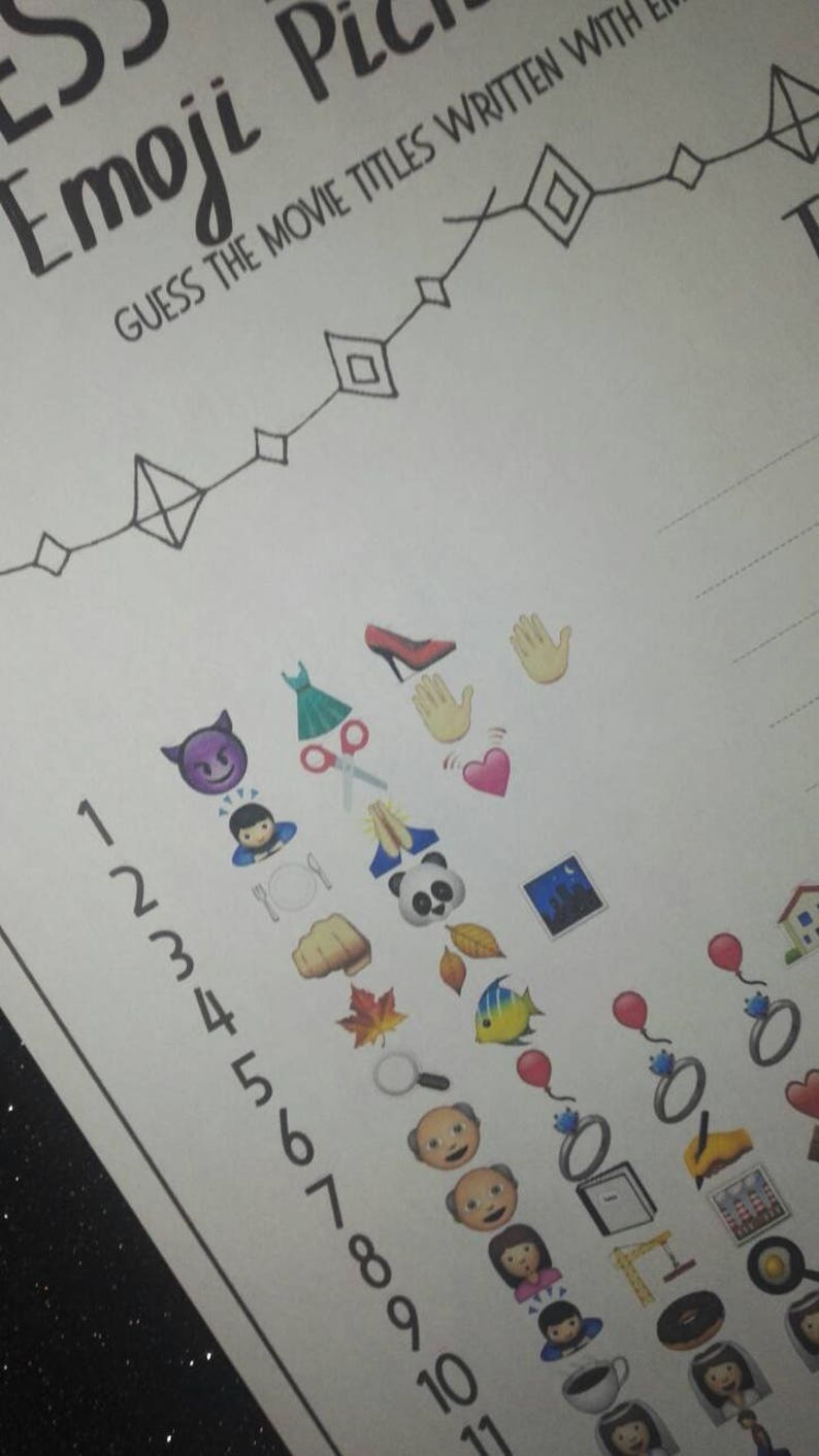 Guess the Movie Emojii pictionary Party game Bridal shower 