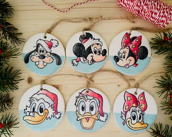 Set of 6 polymer clay "Disney Christmas!" decorations.