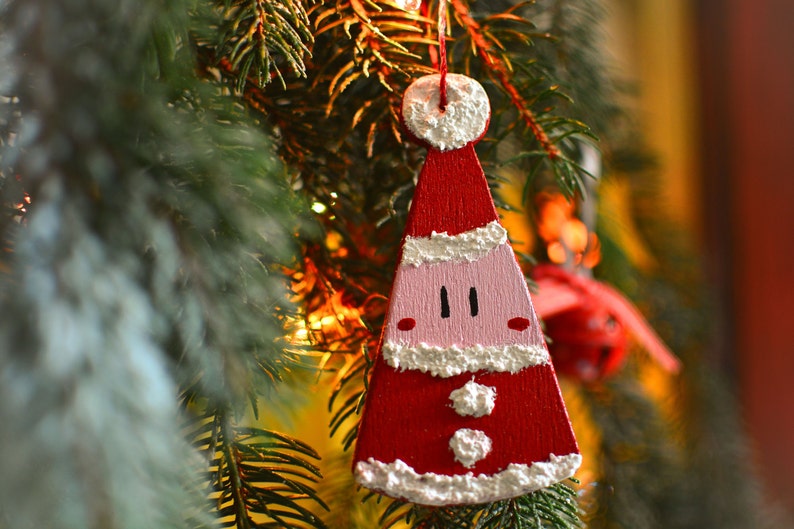Santa wooden Christmas ornaments. image 2
