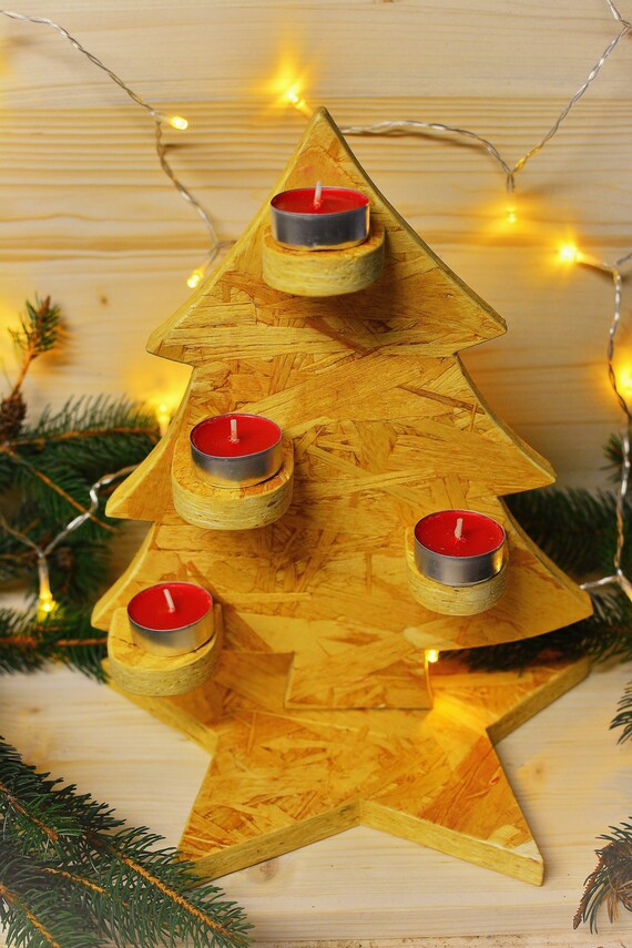 Wooden minimal style "Tree of light" candle holder.