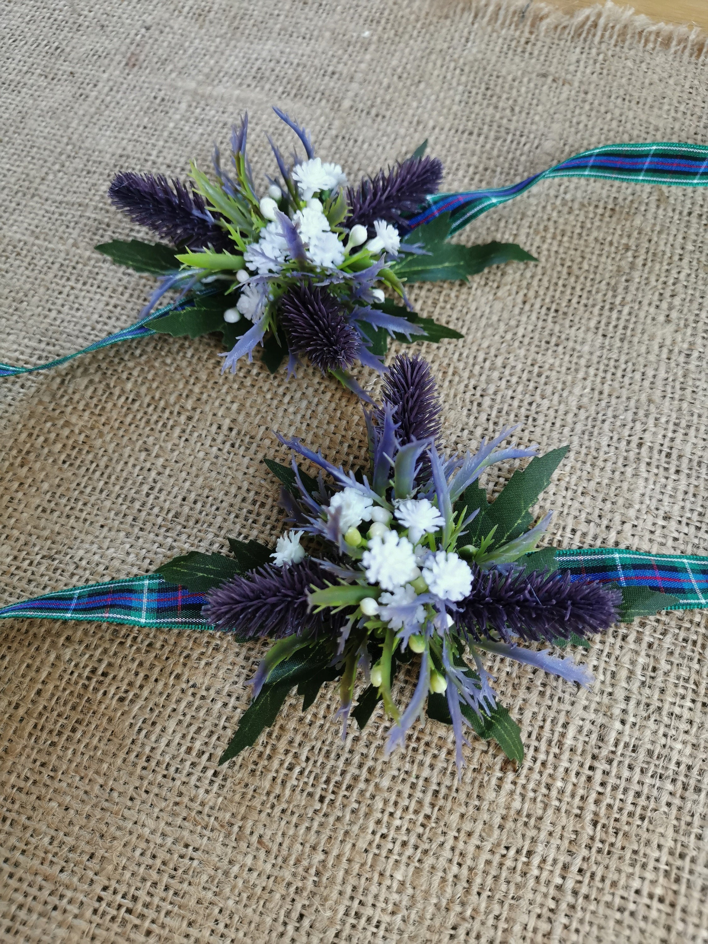 Rustic Purple Scottish Thistle Buttonhole Optional Tartan Etsy UK
