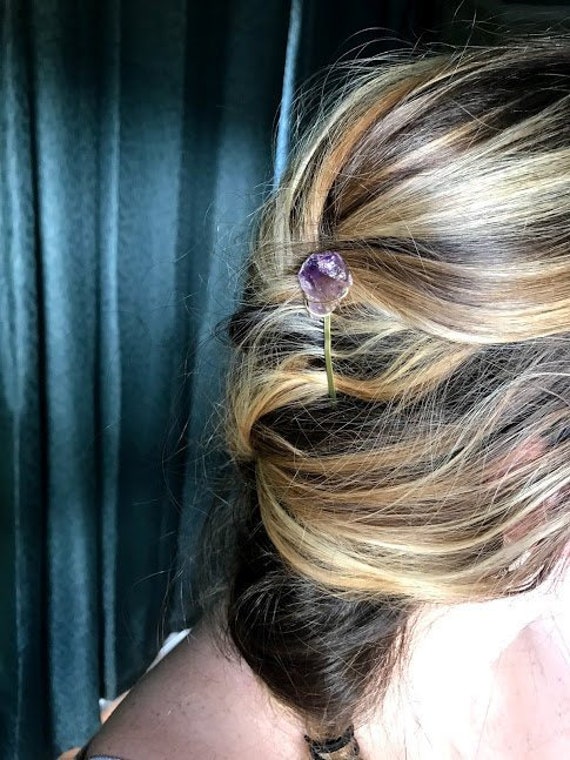 Ametyst Bobby Pin Gemstone Hair Pins Hair Accessories Raw Etsy