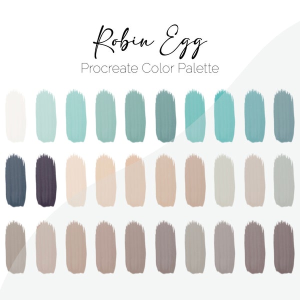 Procreate Color Palette | Color Swatches | Robin Egg | Muted Sky Blue, Cream and Brown Colors | iPad art, lettering, illustration, design