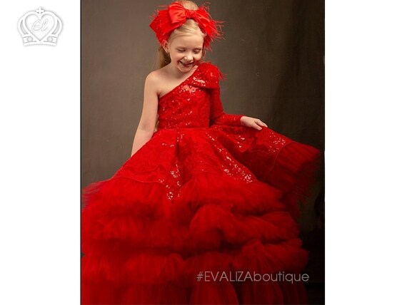 red pageant gown