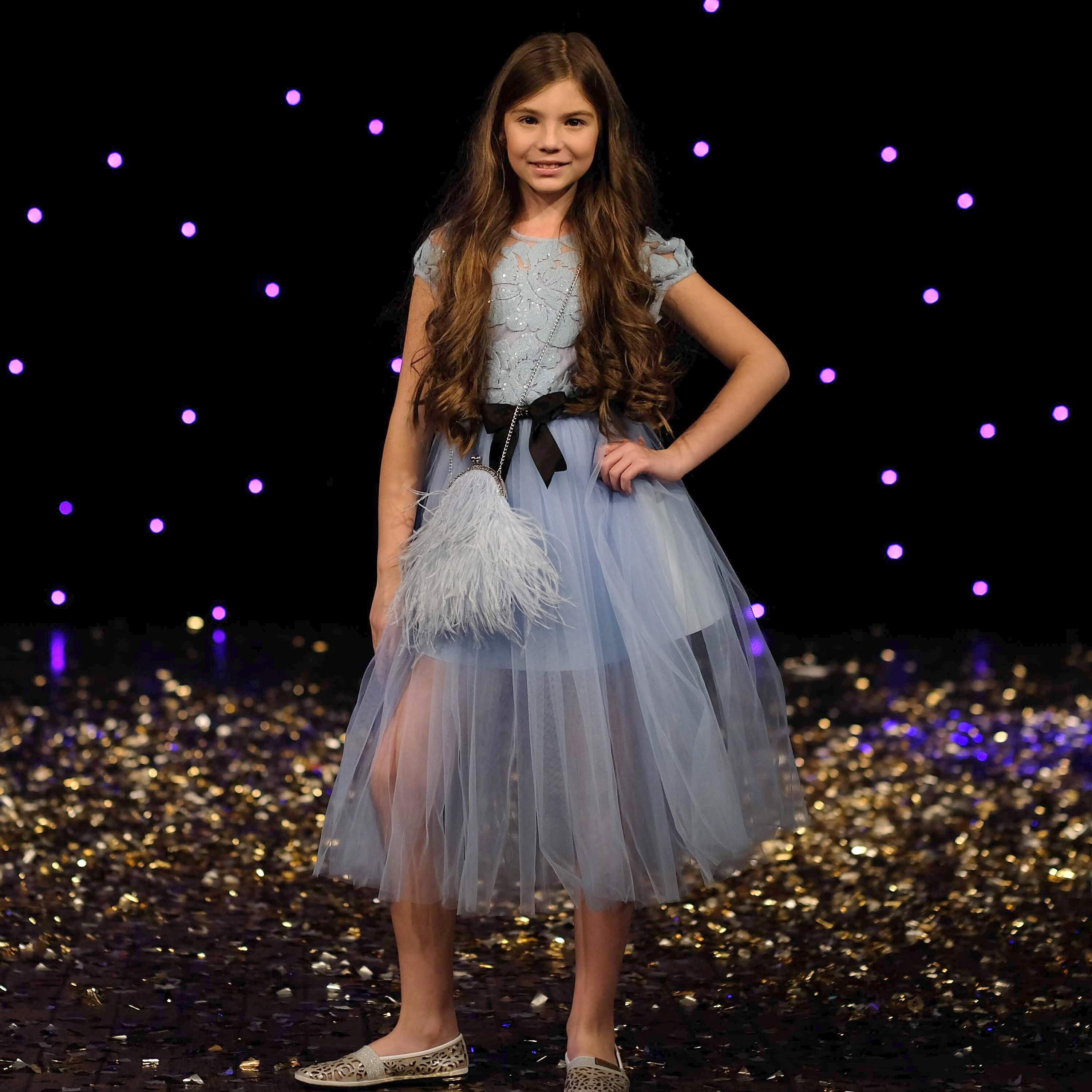 Fancy Light Blue Girl Dress Sleeves Sequin Lace BODICE Layered Etsy