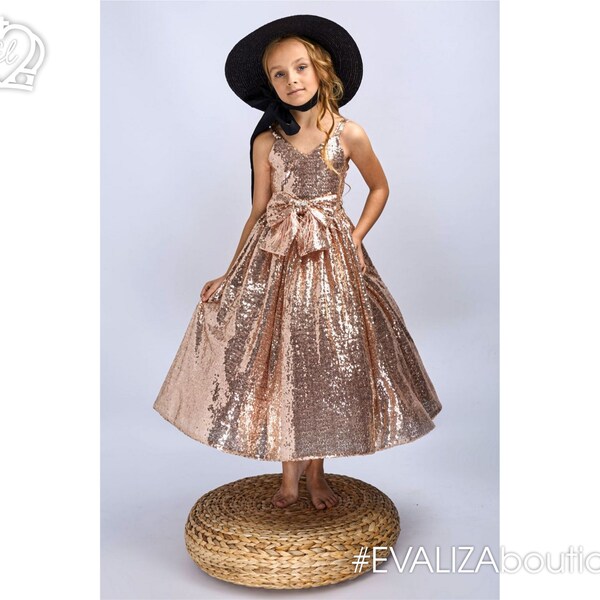 Rose Gold Flower Girl Dress Etsy